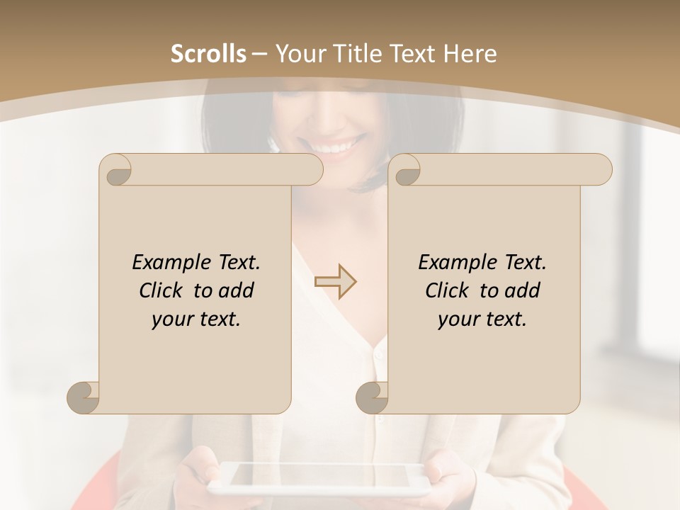 A Woman Sitting In A Chair Holding A Tablet PowerPoint Template