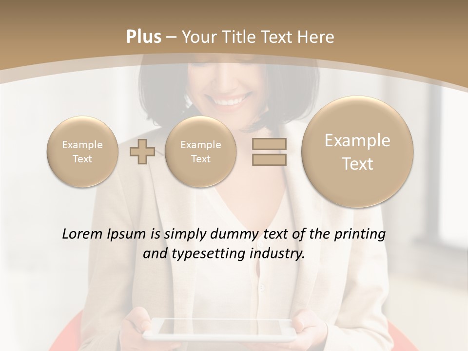 A Woman Sitting In A Chair Holding A Tablet PowerPoint Template