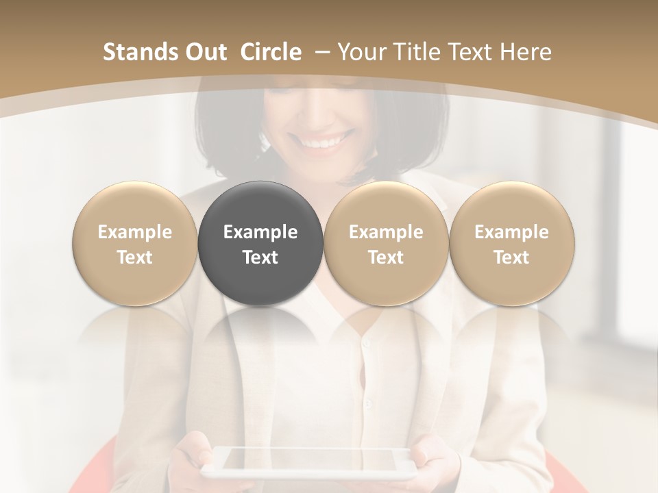 A Woman Sitting In A Chair Holding A Tablet PowerPoint Template