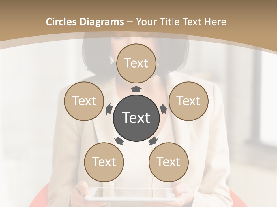 A Woman Sitting In A Chair Holding A Tablet PowerPoint Template