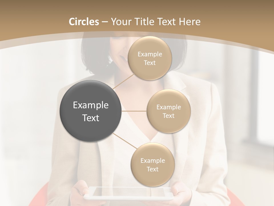 A Woman Sitting In A Chair Holding A Tablet PowerPoint Template