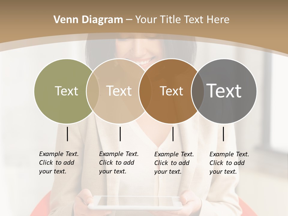 A Woman Sitting In A Chair Holding A Tablet PowerPoint Template