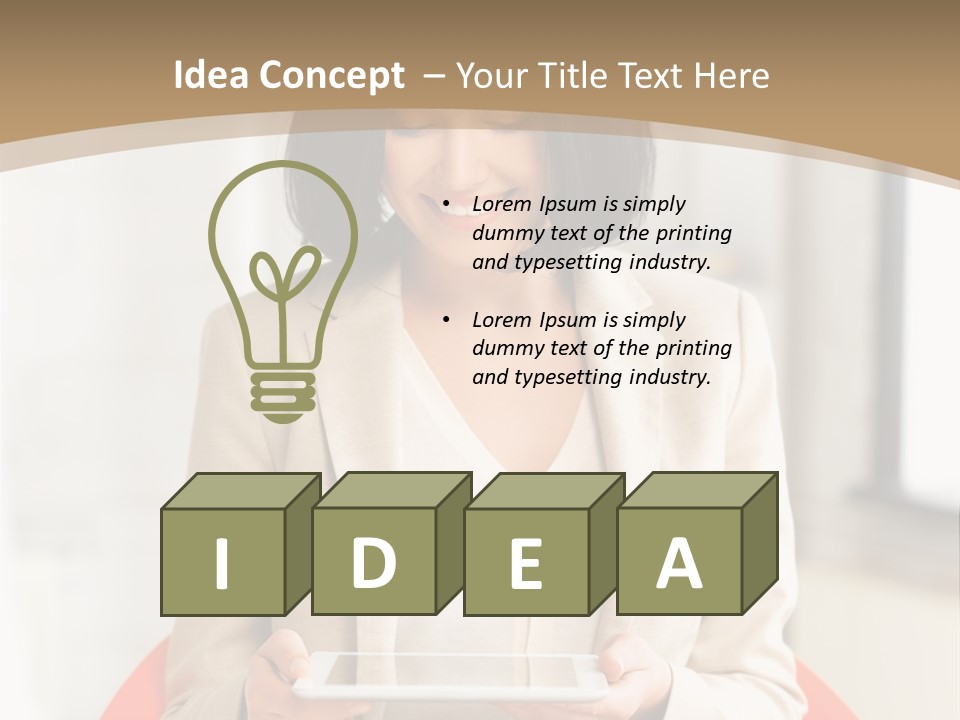 A Woman Sitting In A Chair Holding A Tablet PowerPoint Template