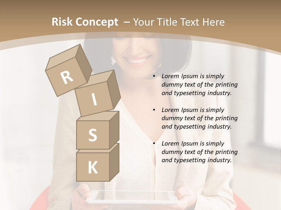 A Woman Sitting In A Chair Holding A Tablet PowerPoint Template