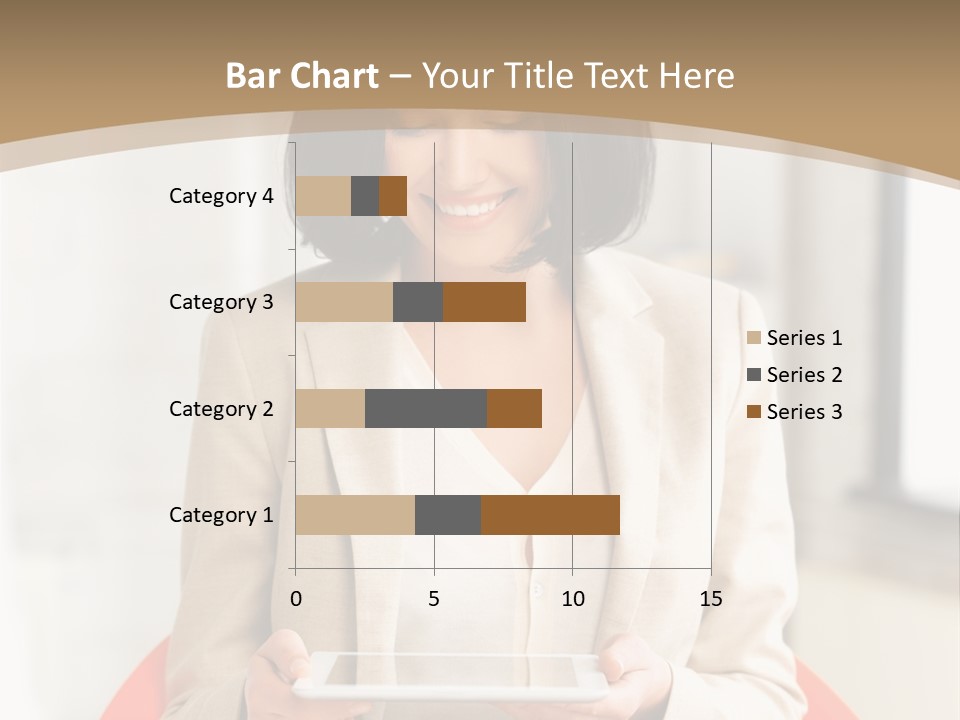 A Woman Sitting In A Chair Holding A Tablet PowerPoint Template