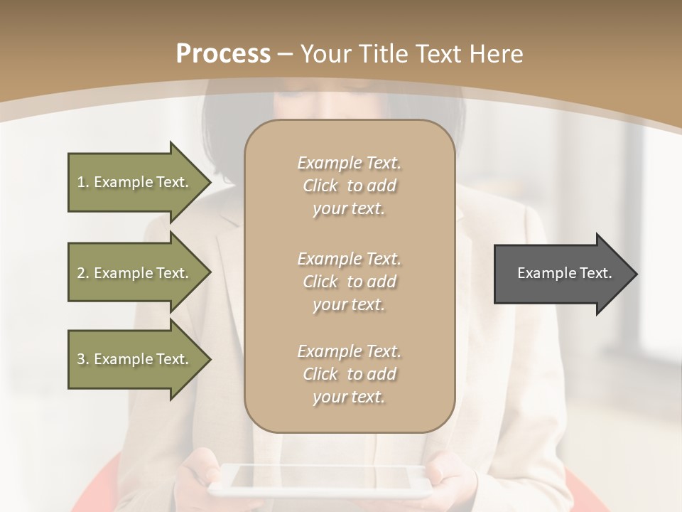 A Woman Sitting In A Chair Holding A Tablet PowerPoint Template