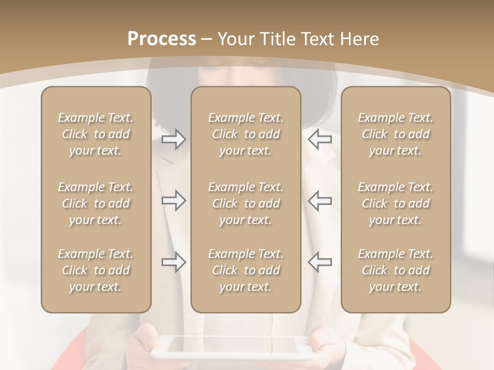 A Woman Sitting In A Chair Holding A Tablet PowerPoint Template