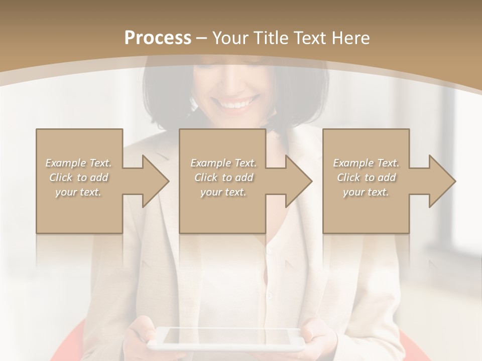 A Woman Sitting In A Chair Holding A Tablet PowerPoint Template