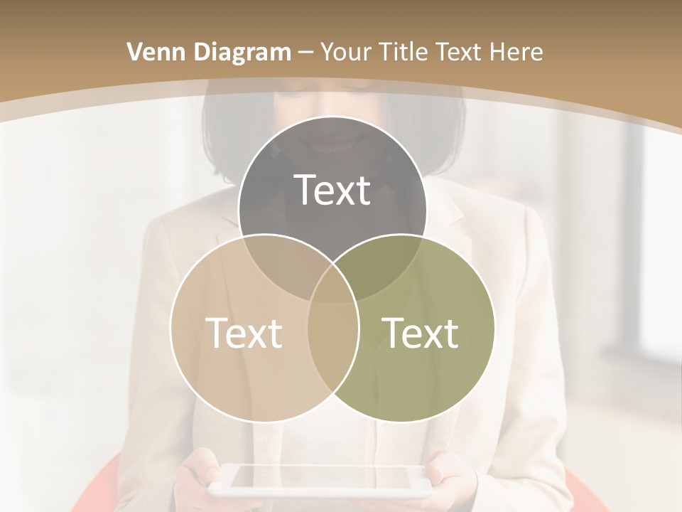 A Woman Sitting In A Chair Holding A Tablet PowerPoint Template