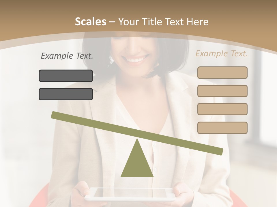 A Woman Sitting In A Chair Holding A Tablet PowerPoint Template