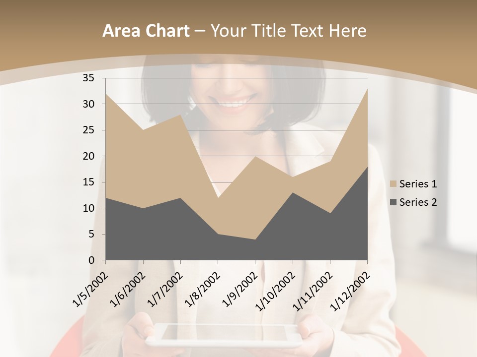 A Woman Sitting In A Chair Holding A Tablet PowerPoint Template
