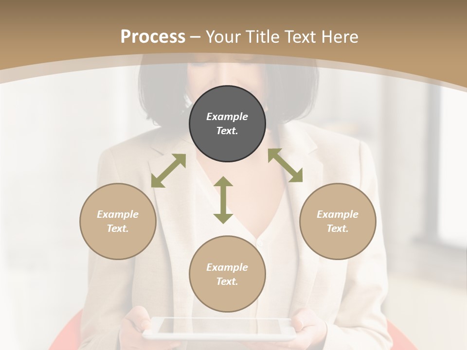 A Woman Sitting In A Chair Holding A Tablet PowerPoint Template