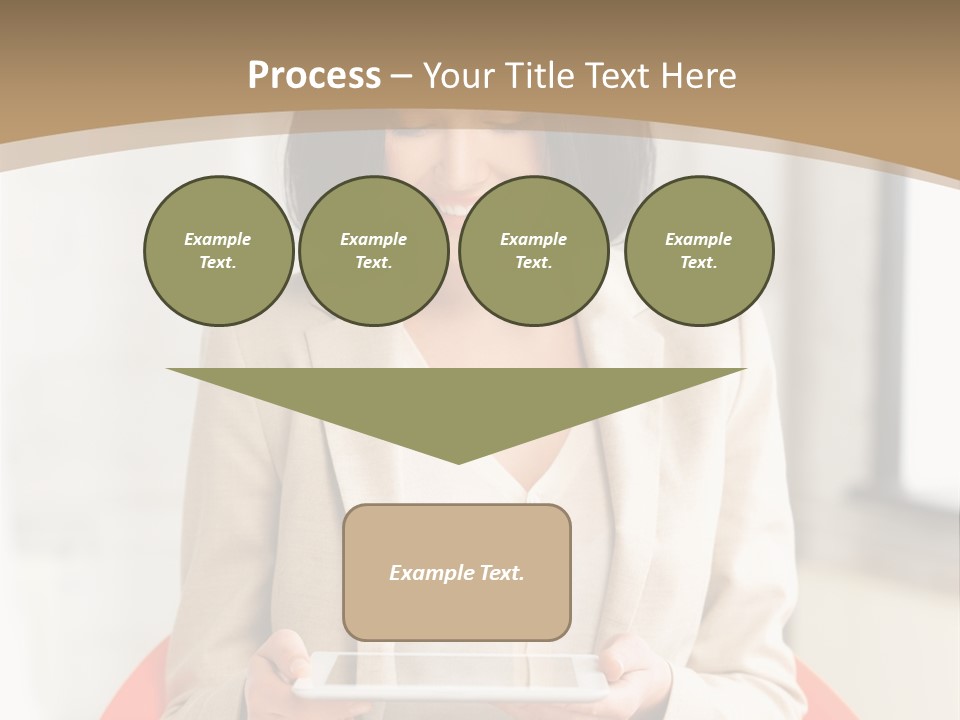 A Woman Sitting In A Chair Holding A Tablet PowerPoint Template