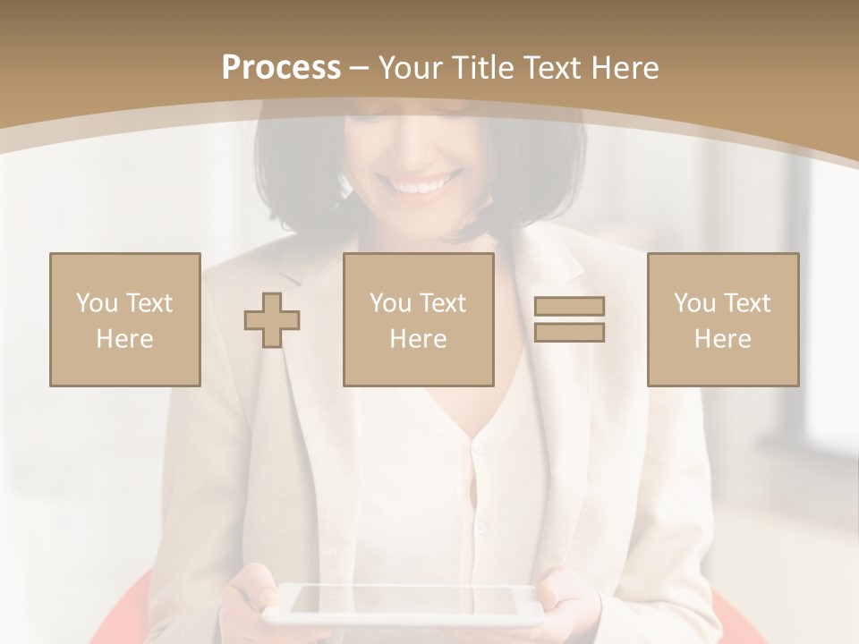 A Woman Sitting In A Chair Holding A Tablet PowerPoint Template