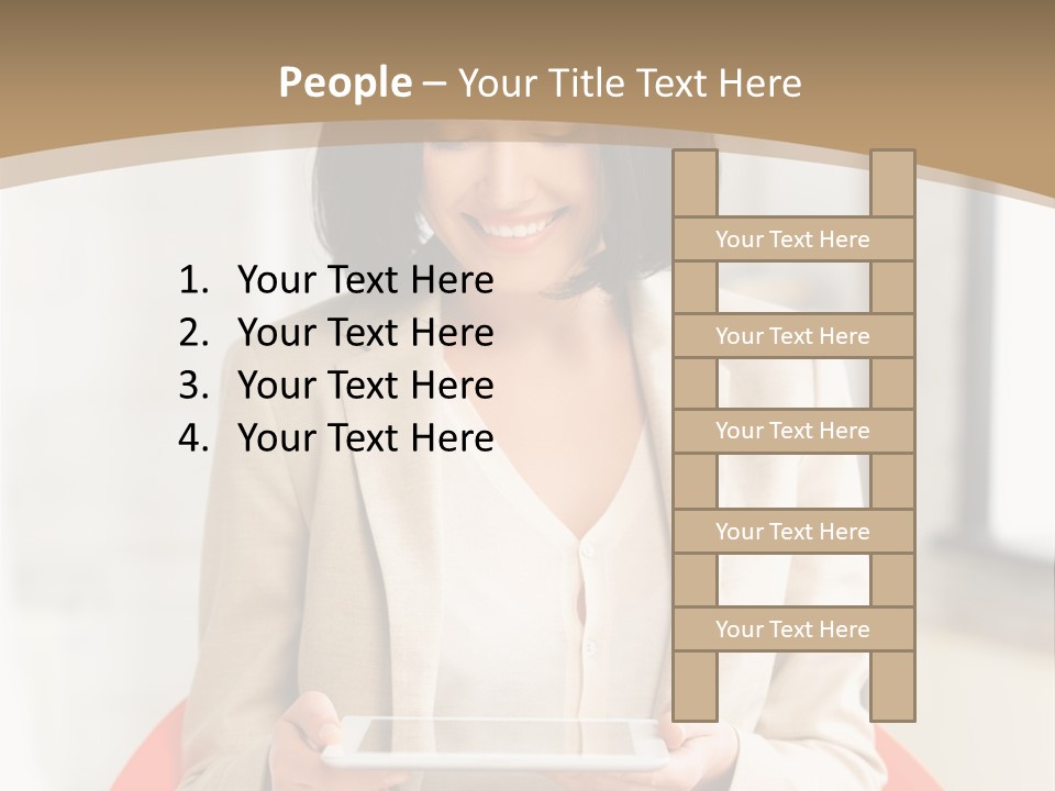 A Woman Sitting In A Chair Holding A Tablet PowerPoint Template