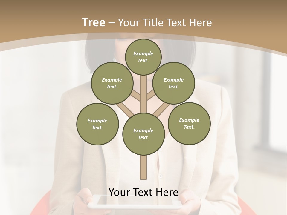 A Woman Sitting In A Chair Holding A Tablet PowerPoint Template