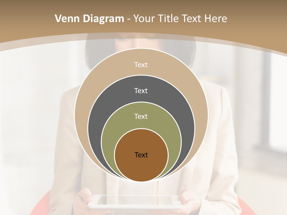 A Woman Sitting In A Chair Holding A Tablet PowerPoint Template