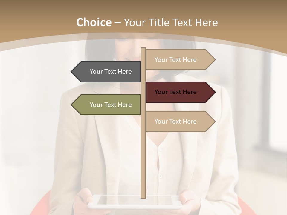 A Woman Sitting In A Chair Holding A Tablet PowerPoint Template