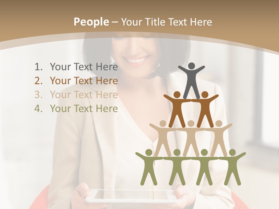 A Woman Sitting In A Chair Holding A Tablet PowerPoint Template