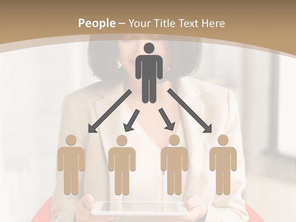 A Woman Sitting In A Chair Holding A Tablet PowerPoint Template