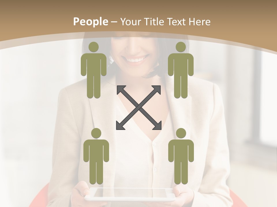 A Woman Sitting In A Chair Holding A Tablet PowerPoint Template