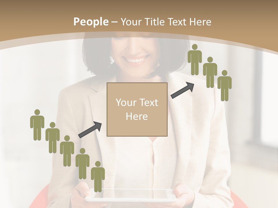 A Woman Sitting In A Chair Holding A Tablet PowerPoint Template