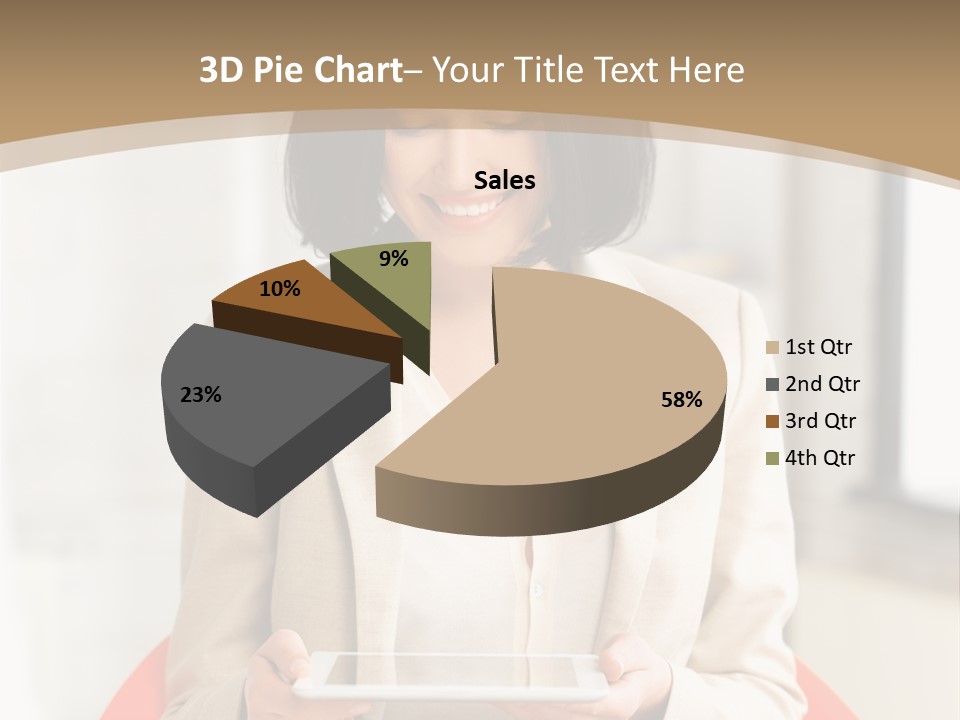 A Woman Sitting In A Chair Holding A Tablet PowerPoint Template