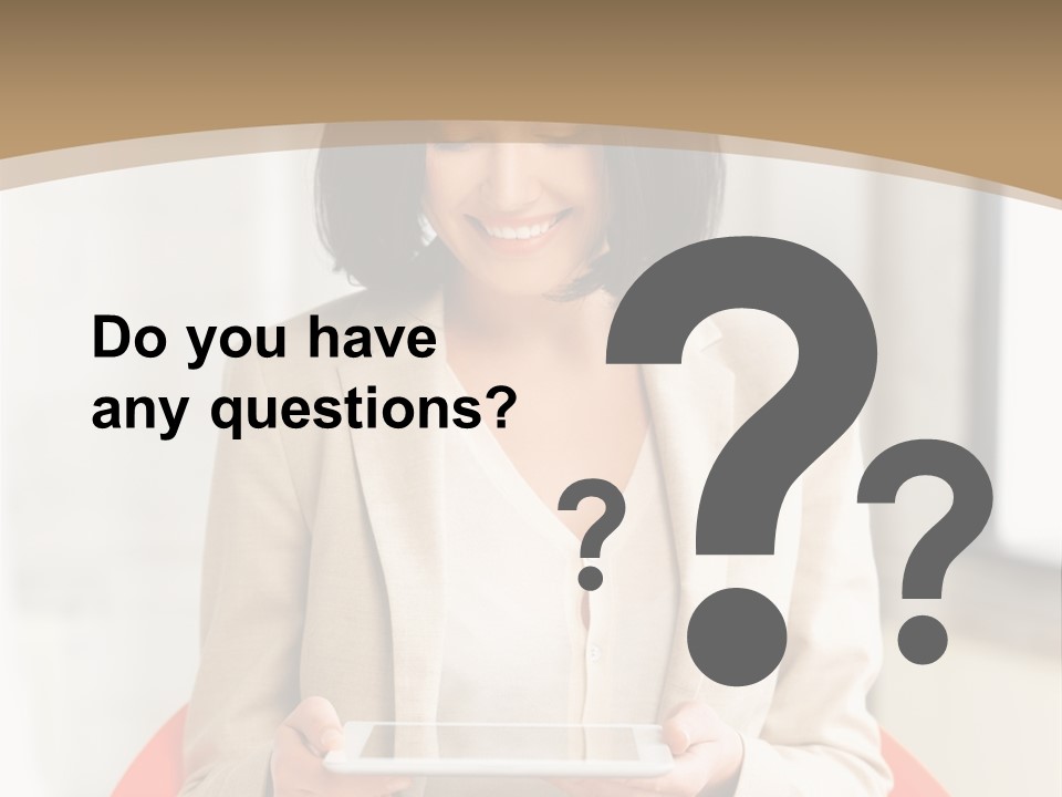 A Woman Sitting In A Chair Holding A Tablet PowerPoint Template