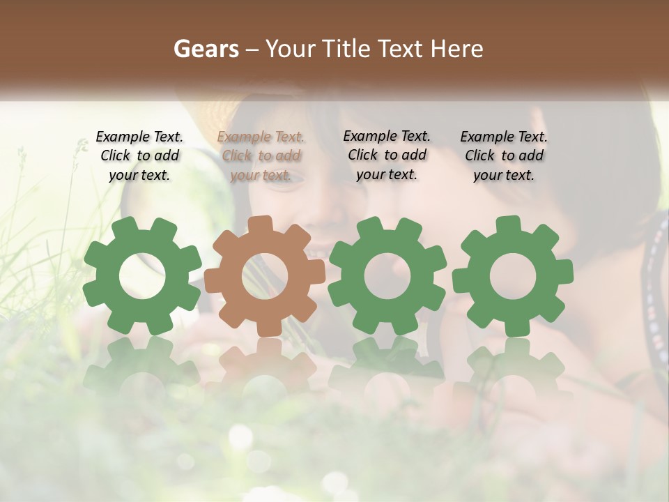 Two Children Looking Through A Magnifying Glass PowerPoint Template