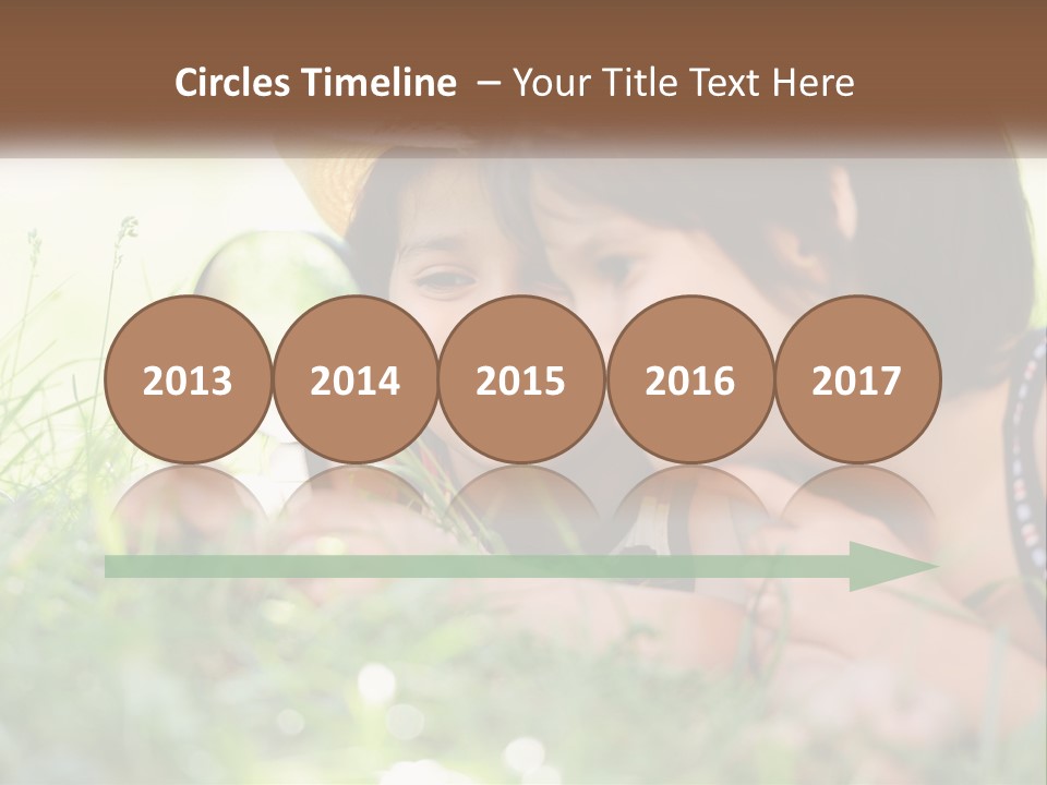 Two Children Looking Through A Magnifying Glass PowerPoint Template