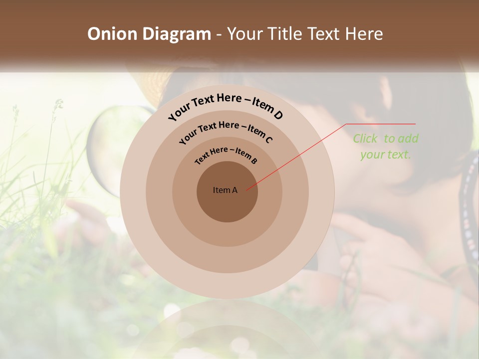 Two Children Looking Through A Magnifying Glass PowerPoint Template