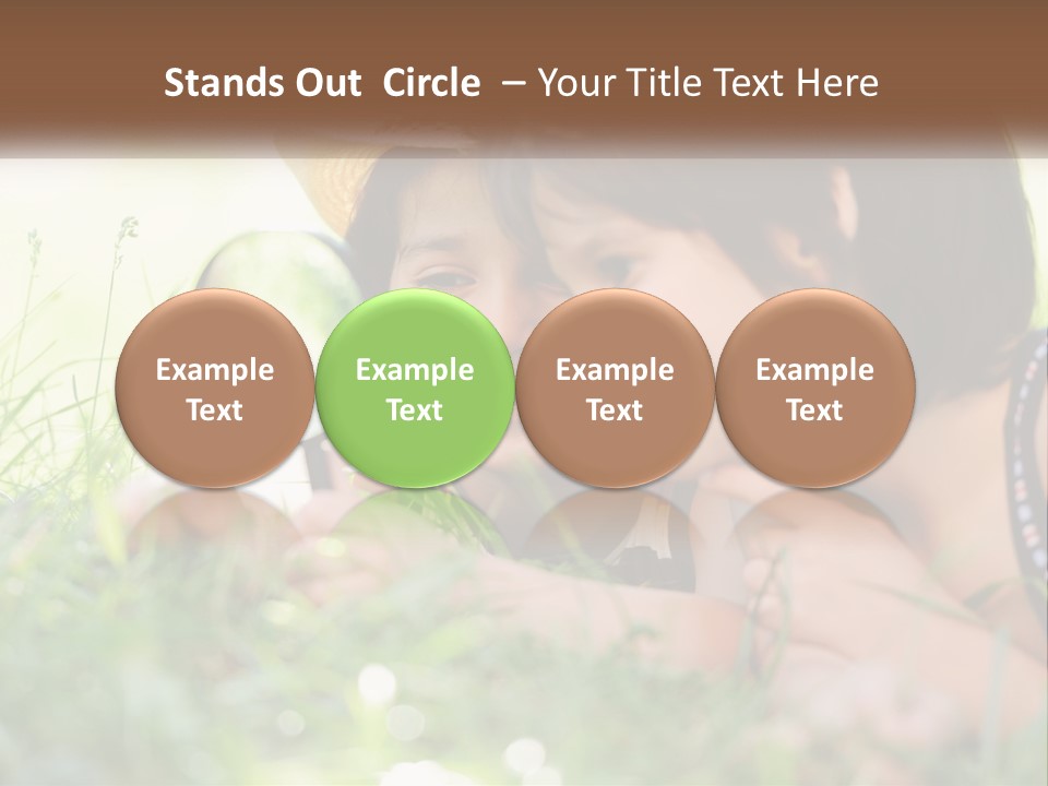 Two Children Looking Through A Magnifying Glass PowerPoint Template
