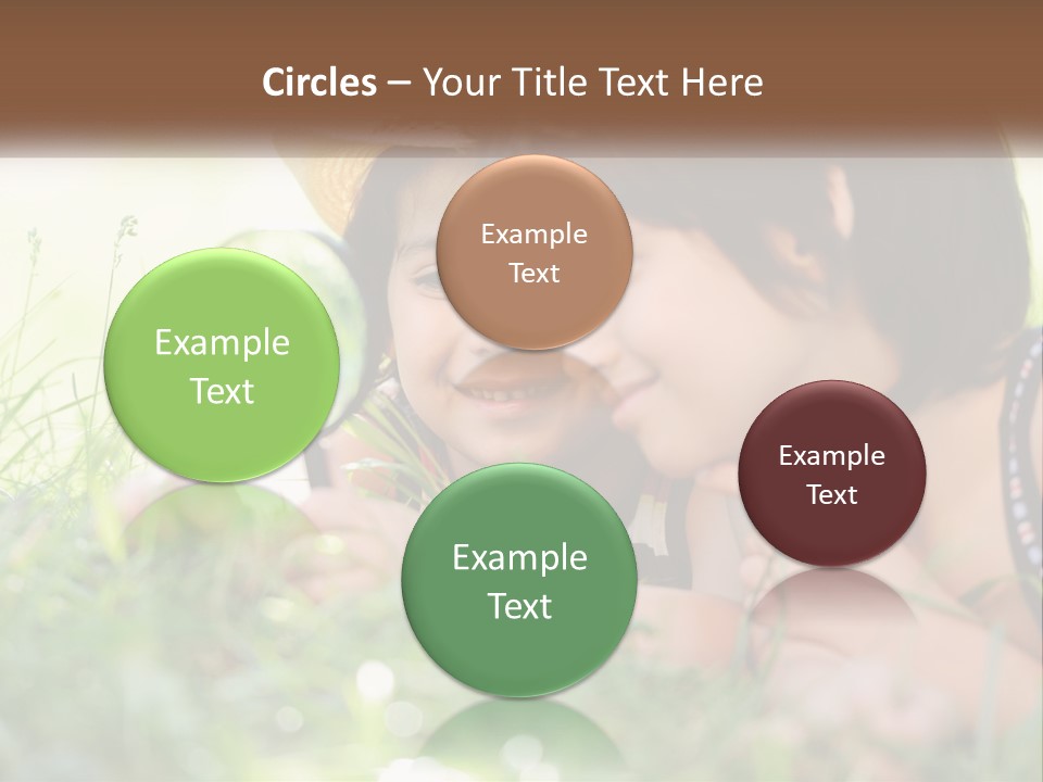 Two Children Looking Through A Magnifying Glass PowerPoint Template