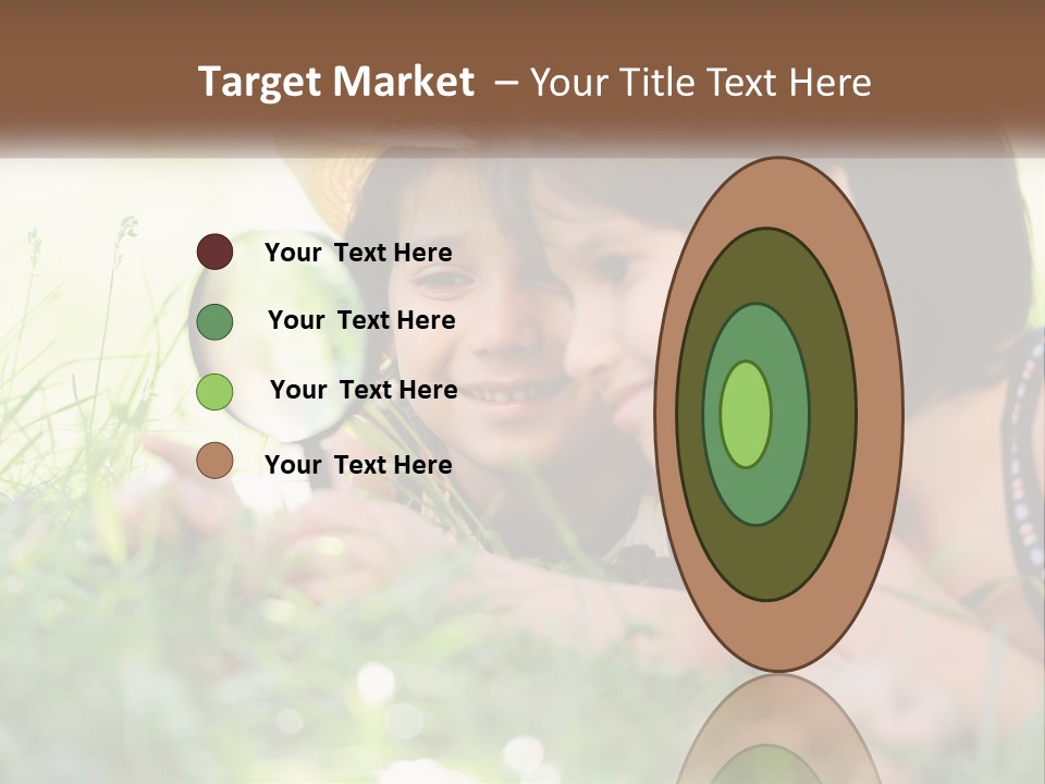 Two Children Looking Through A Magnifying Glass PowerPoint Template