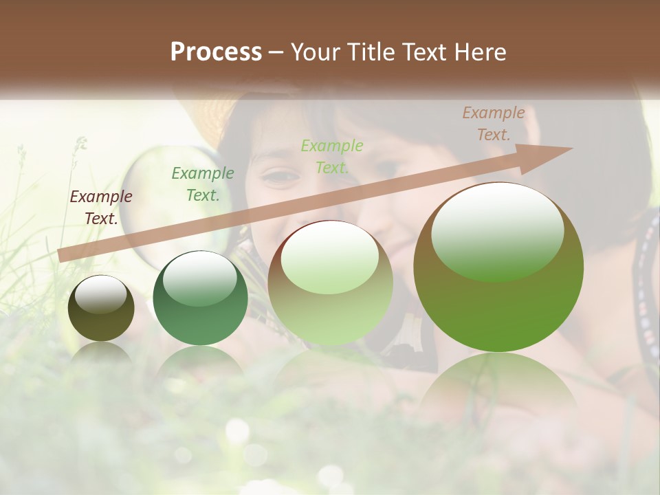 Two Children Looking Through A Magnifying Glass PowerPoint Template