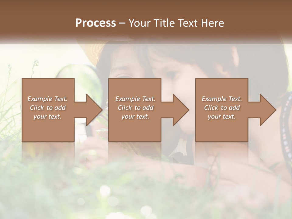 Two Children Looking Through A Magnifying Glass PowerPoint Template