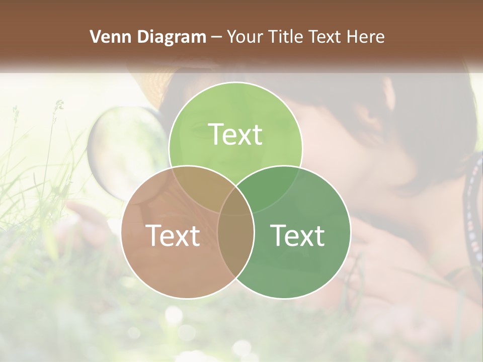 Two Children Looking Through A Magnifying Glass PowerPoint Template
