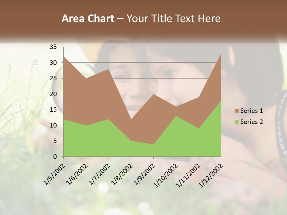 Two Children Looking Through A Magnifying Glass PowerPoint Template