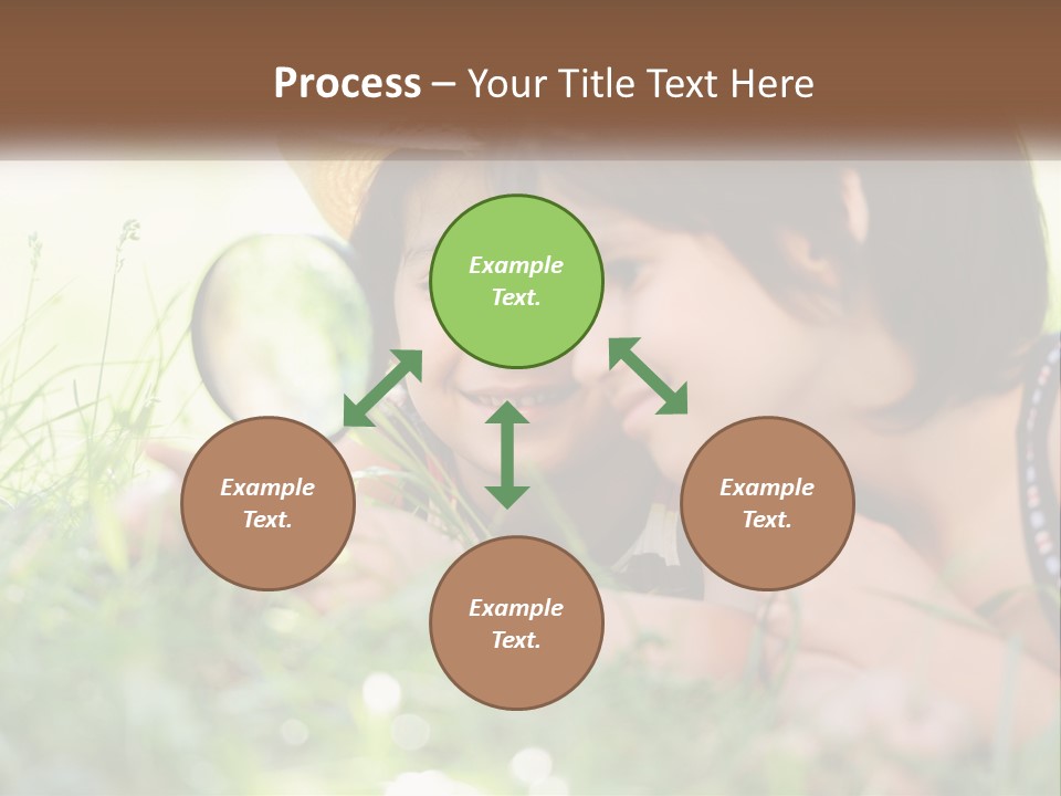 Two Children Looking Through A Magnifying Glass PowerPoint Template