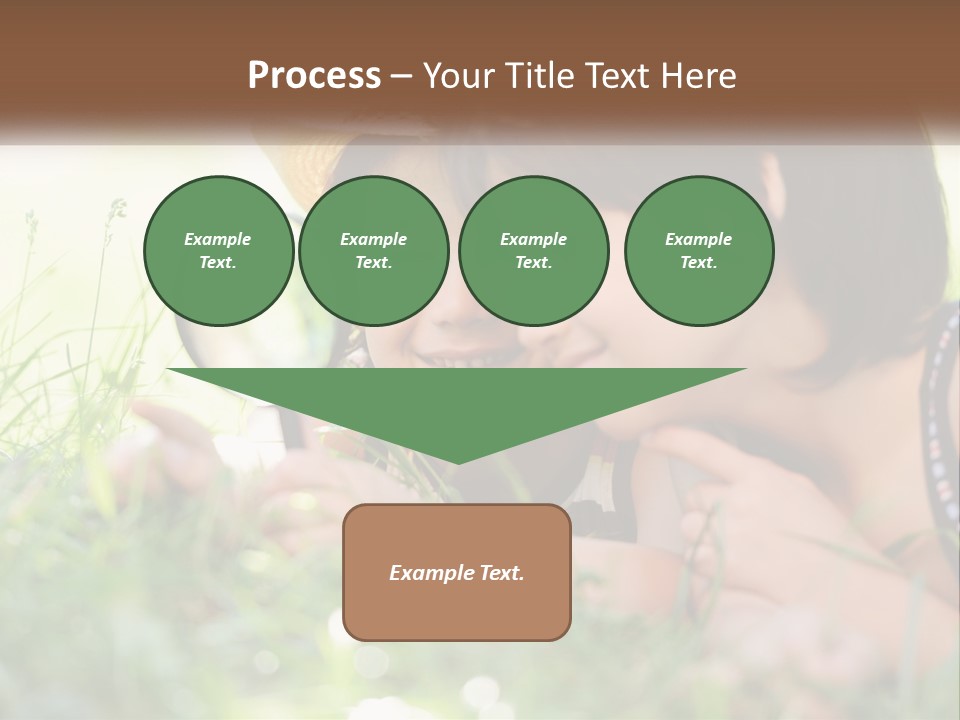 Two Children Looking Through A Magnifying Glass PowerPoint Template