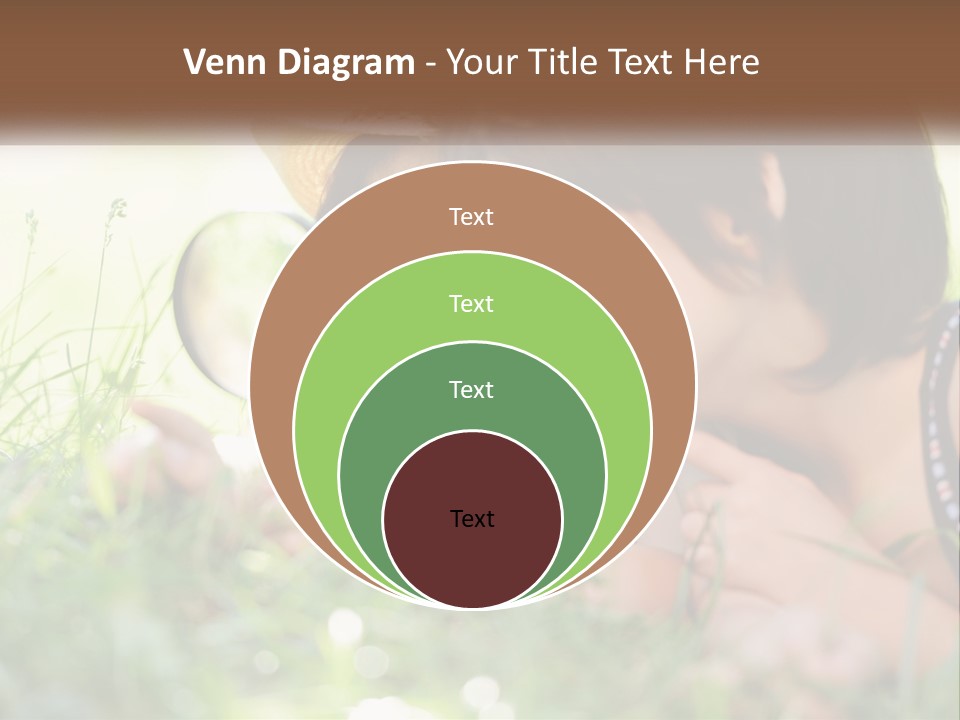 Two Children Looking Through A Magnifying Glass PowerPoint Template