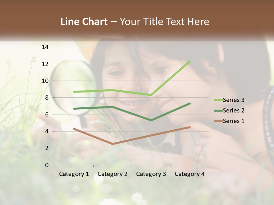 Two Children Looking Through A Magnifying Glass PowerPoint Template