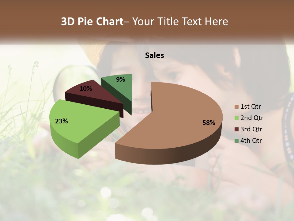 Two Children Looking Through A Magnifying Glass PowerPoint Template