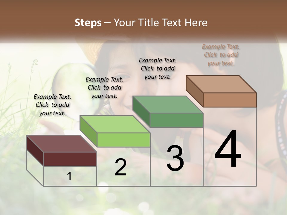 Two Children Looking Through A Magnifying Glass PowerPoint Template