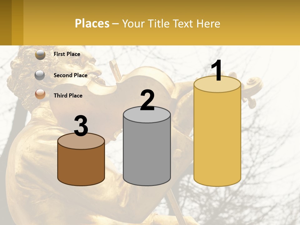 A Golden Statue Of A Man Playing A Violin PowerPoint Template