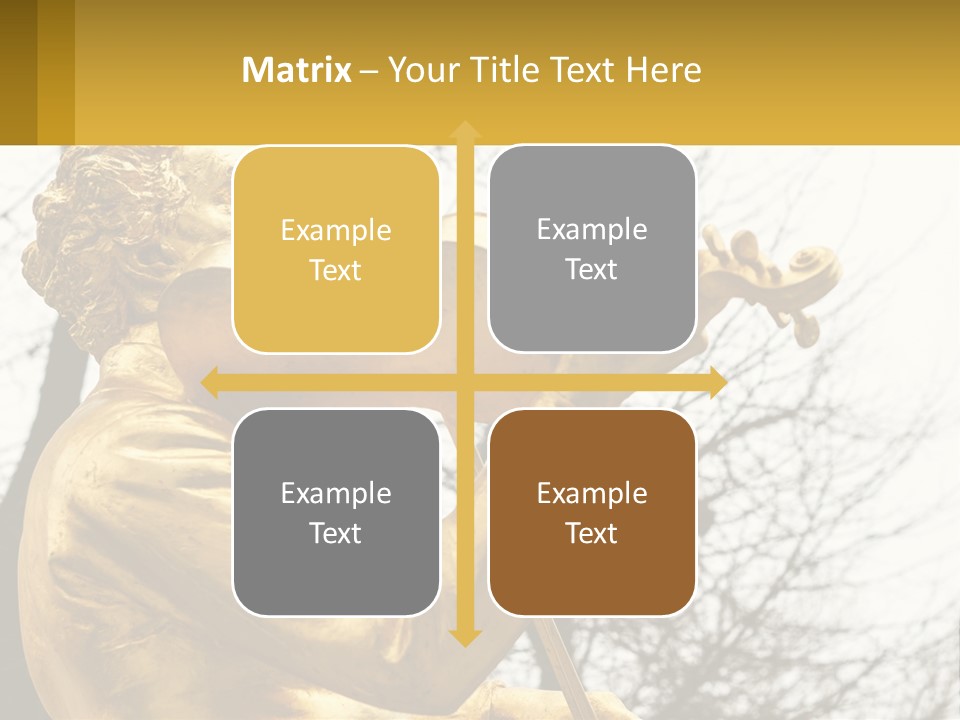 A Golden Statue Of A Man Playing A Violin PowerPoint Template