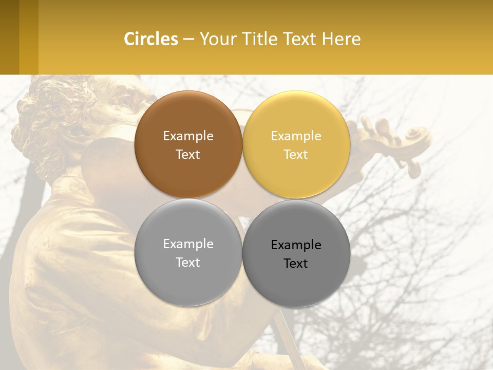 A Golden Statue Of A Man Playing A Violin PowerPoint Template
