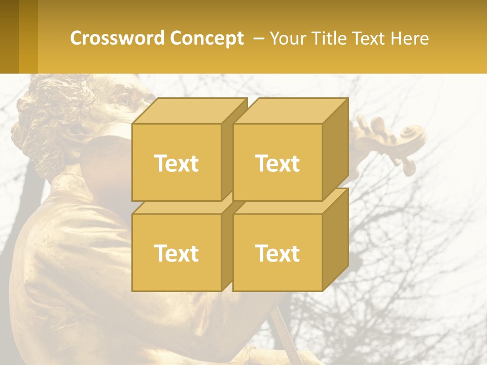 A Golden Statue Of A Man Playing A Violin PowerPoint Template