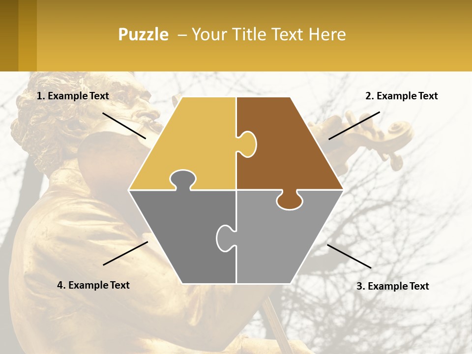 A Golden Statue Of A Man Playing A Violin PowerPoint Template