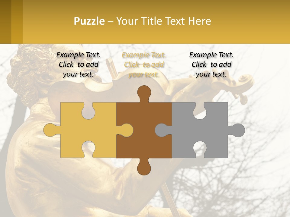 A Golden Statue Of A Man Playing A Violin PowerPoint Template